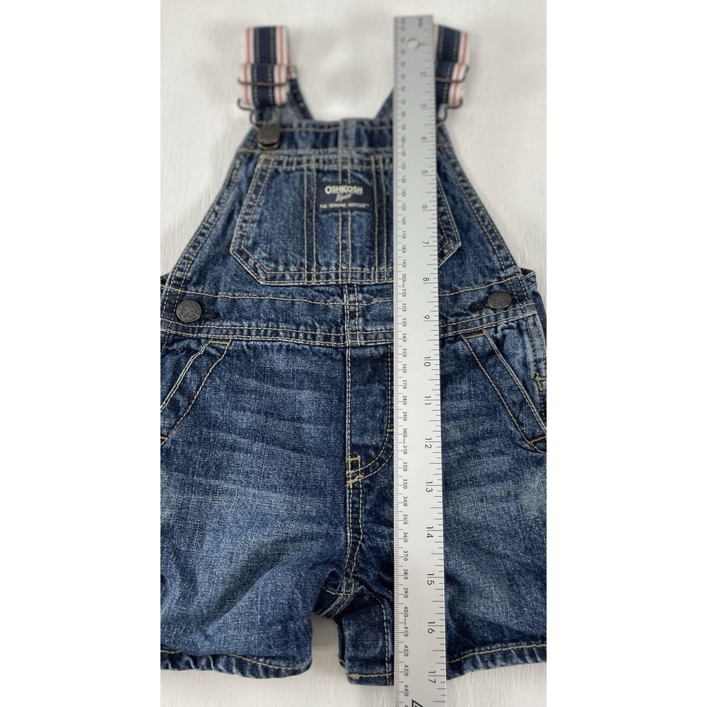 Osh Kosh Denim Overalls Size 9-12 Months Shortalls Blue Jean‎ Baby Cute - Picture 5 of 9